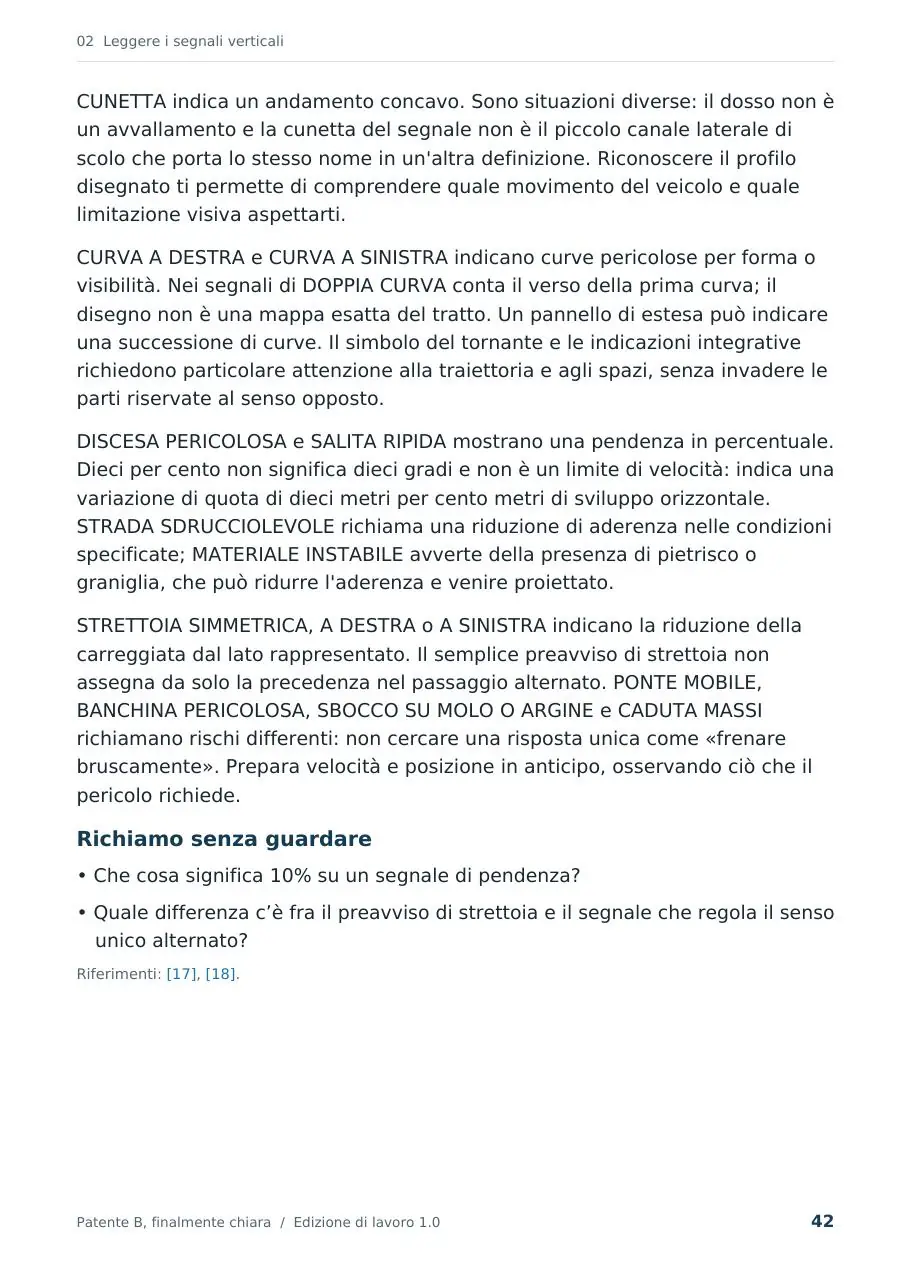 Pagina 42: come leggere i segnali